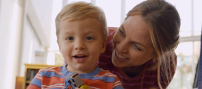 Proton Center patient Luke with his mom.